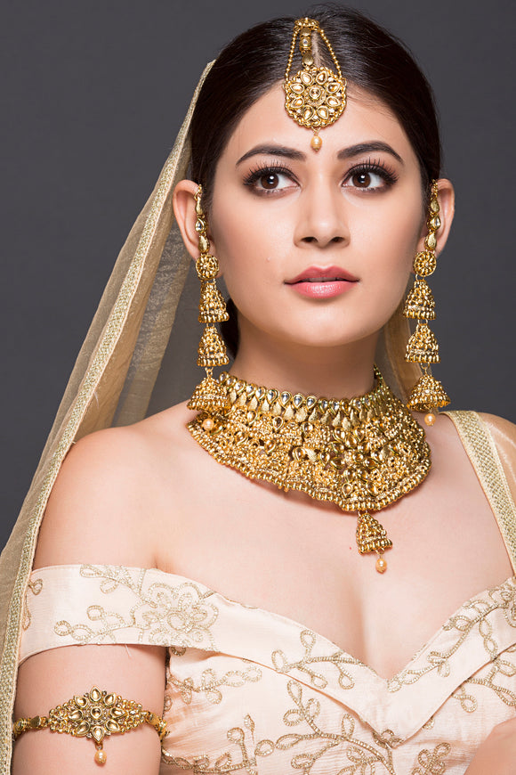Bollywood Gold Tone Kundan Choker Necklace Bridal Pakistani Indian Pearl  Jewelry | eBay
